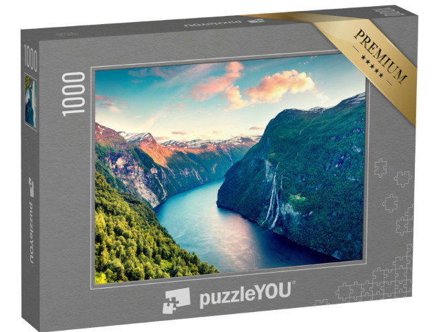 puzzle 1000 dílků „Večerní atmosféra u Sunnylvsfjordu v Norsku“