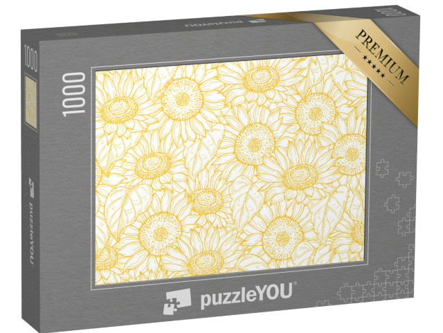 puzzle 1000 dílků „Slunečnice bezešvý vzor. Linie žluté květiny Textura B...“