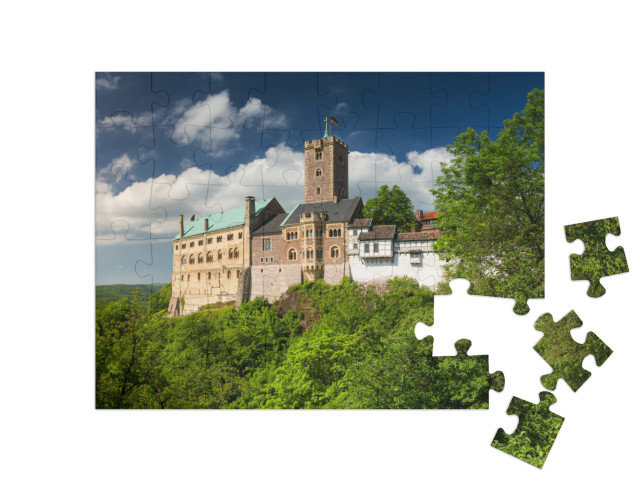 puzzle 48 dílků „Pohled na slavný hrad Wartburg v Durynsku, Německo“