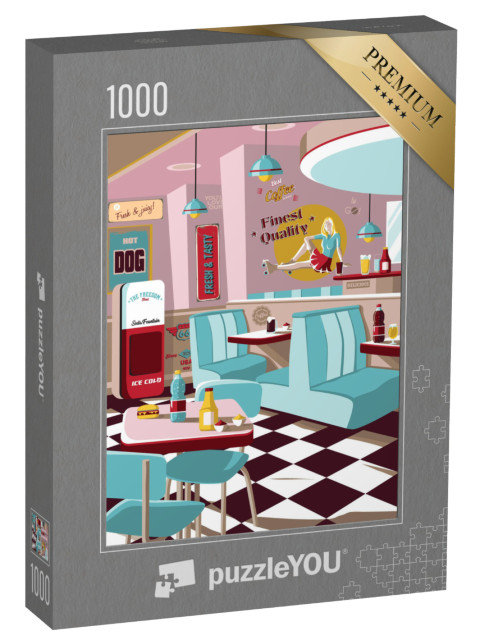 puzzle 1000 dílků „Plakát americké restaurace v retro stylu“