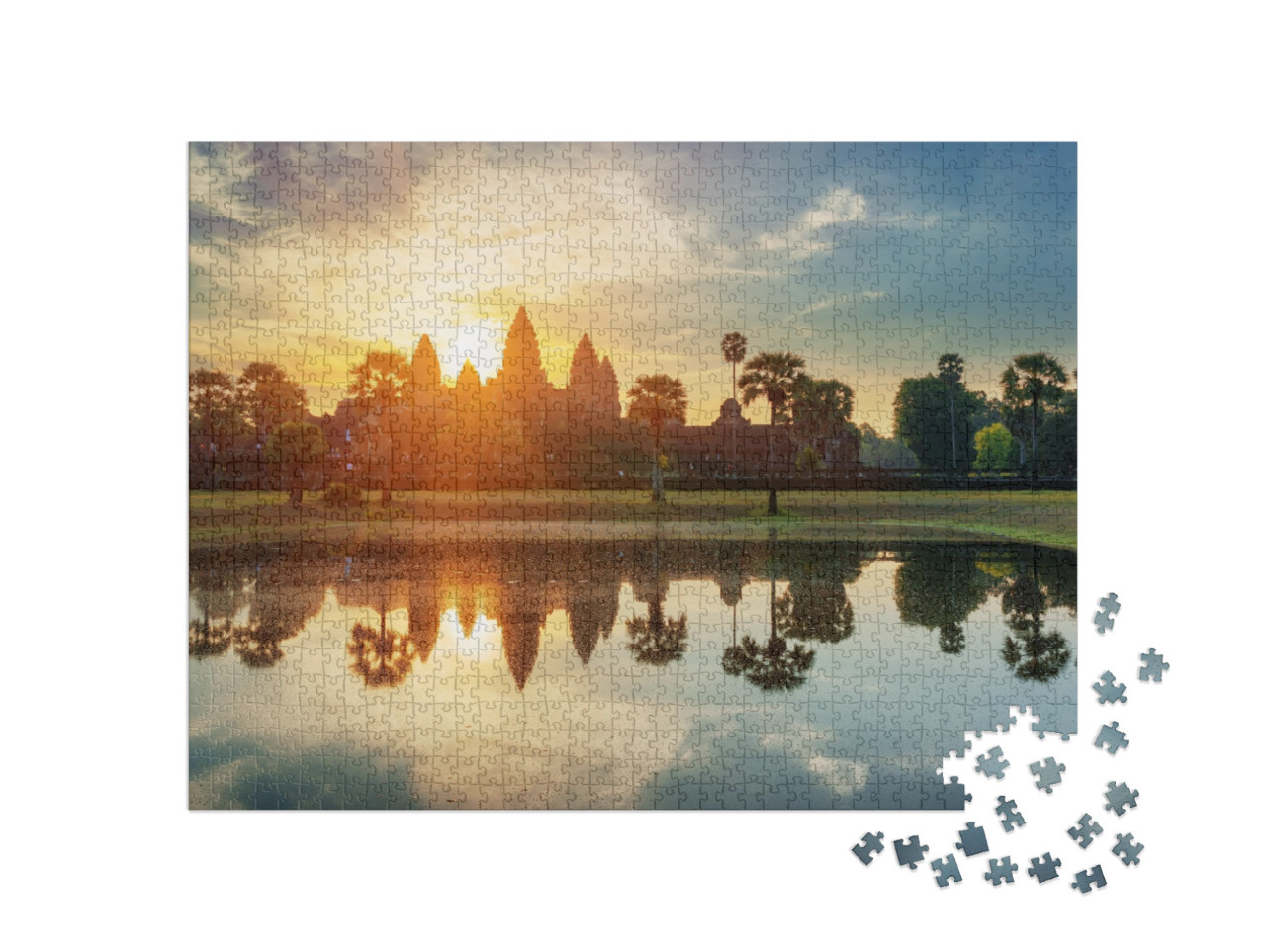 puzzle 1000 dílků „Věže starobylého chrámového komplexu Angkor Wat v Kambodži“