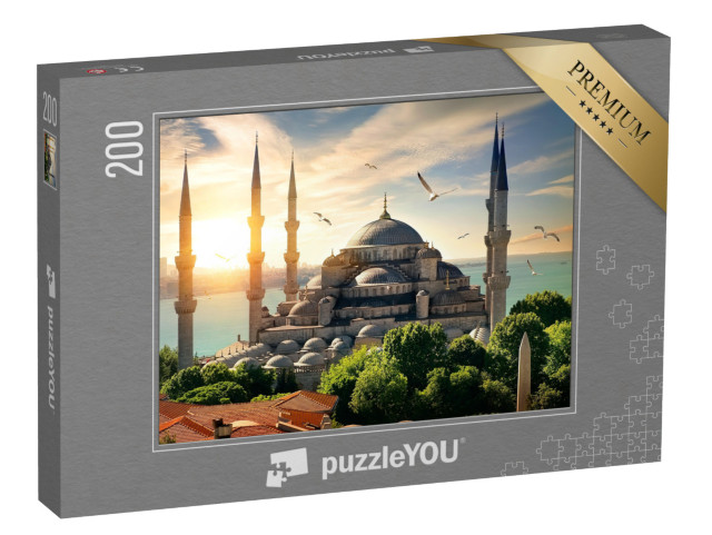 puzzle 200 dílků „Racci nad Modrou mešitou a Bosforem, Istanbul“