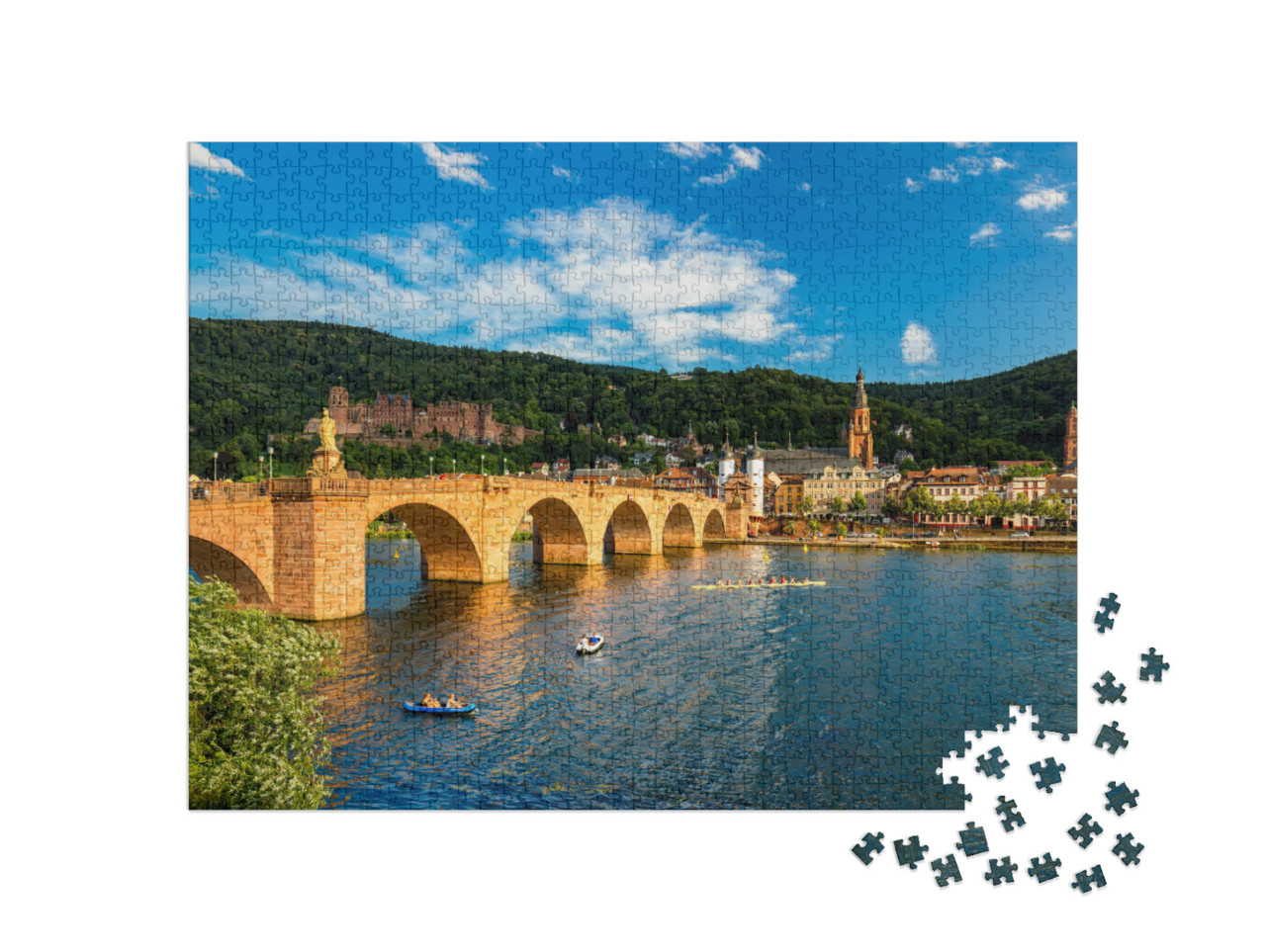 puzzle 1000 dílků „Nádherný výhled na Heidelberg s Neckarem, Německo“