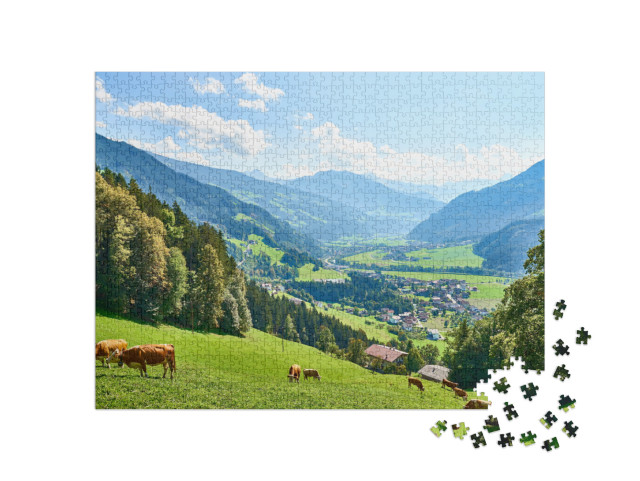 puzzle 1000 dílků „Krásný Zillertal v Tyrolsku, Rakousko“