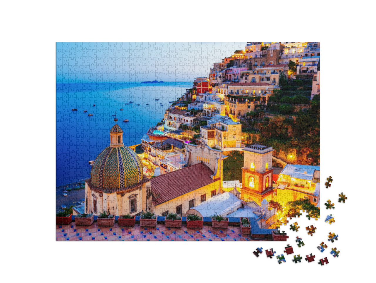 puzzle 1000 dílků „Positano, pobřeží Amalfi, Kampánie, Sorrento, Itálie“