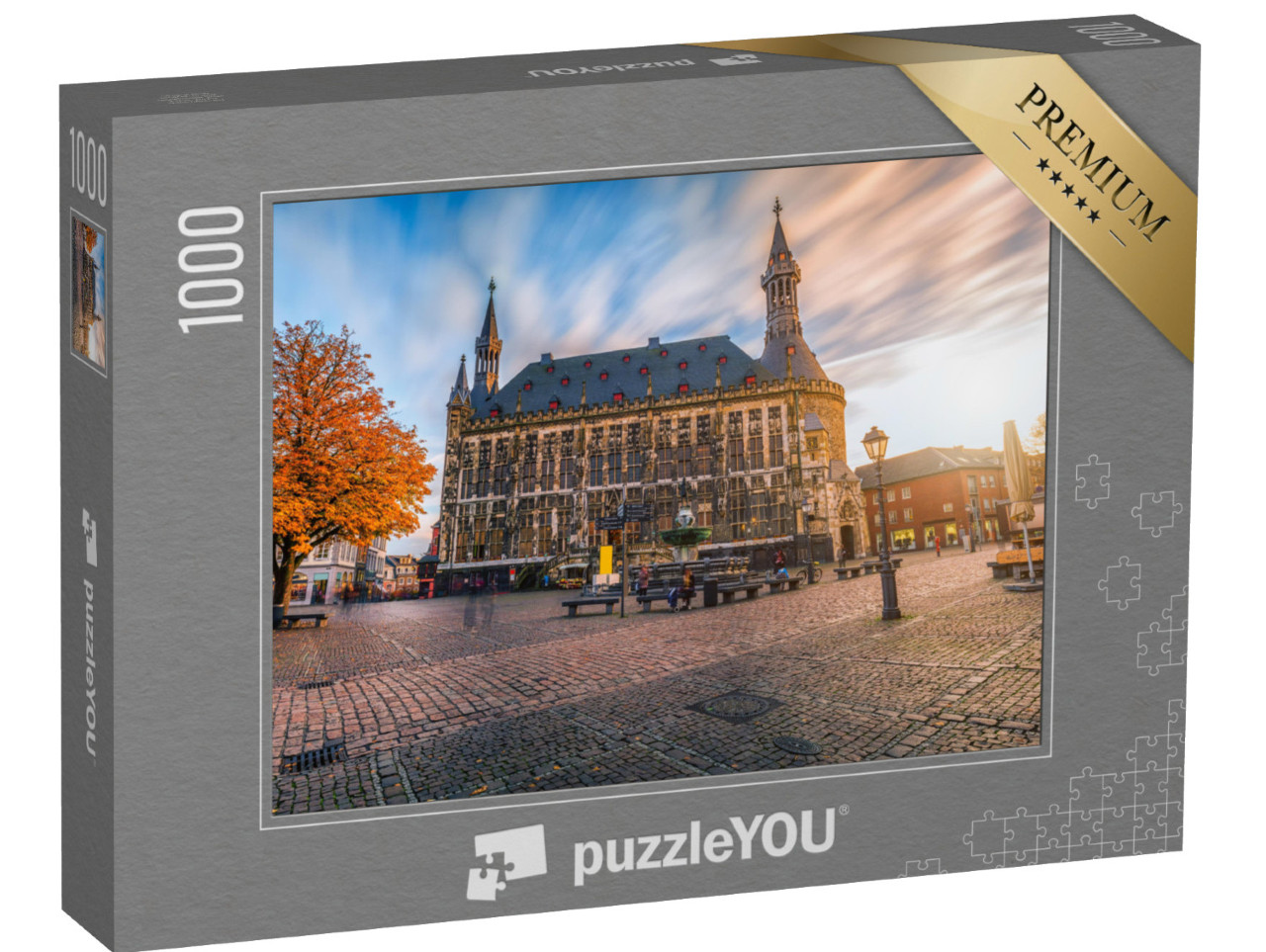 puzzle 1000 dílků „Podzimní radnice v Cáchách, Německo“