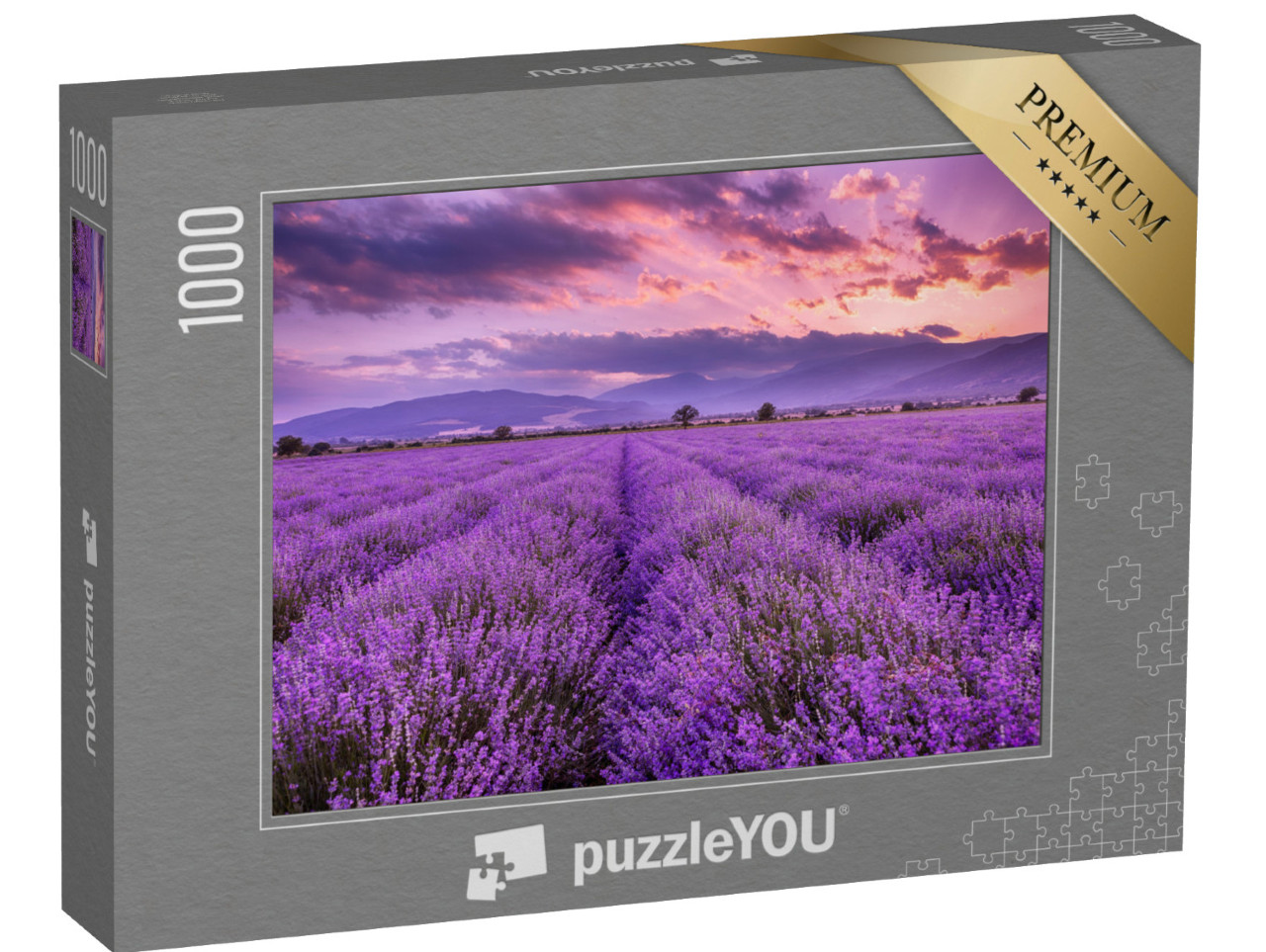 puzzle 1000 dílků „Západ slunce nad krásným levandulovým polem“