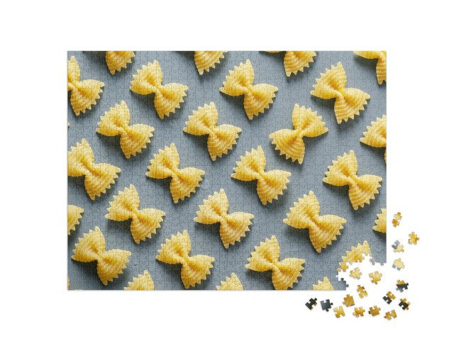 puzzle 1000 dílků „Symetrický vzor těstovin farfalle, známých také jako motýlí těstoviny“