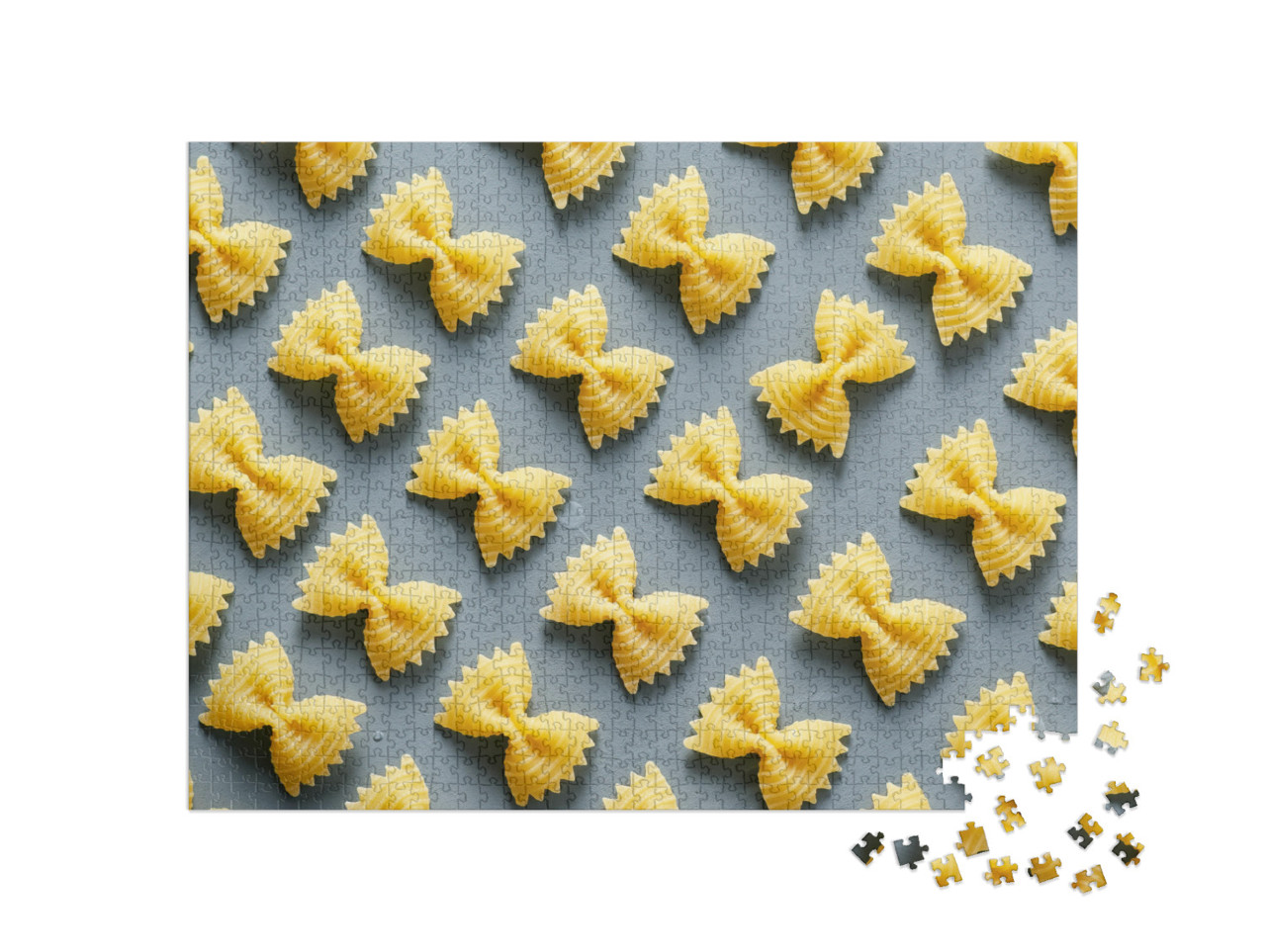 puzzle 1000 dílků „Symetrický vzor těstovin farfalle, známých také jako motýlí těstoviny“
