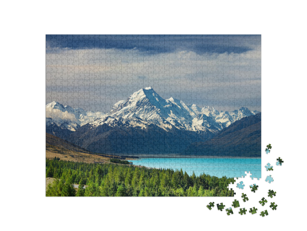 puzzle 1000 dílků „Mount Cook a jezero Pukaki, Nový Zéland“