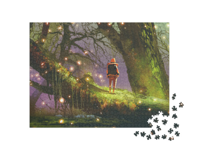 puzzle 1000 dílků „Začarovaný les - Ilustrace“