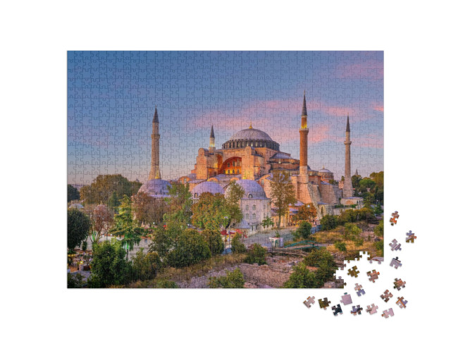 puzzle 1000 dílků „Krásný pohled na Hagia Sofia v Istanbulu, Turecko“