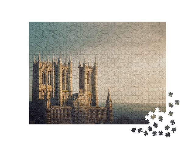 puzzle 1000 dílků „Lincolnská katedrála při západu slunce“