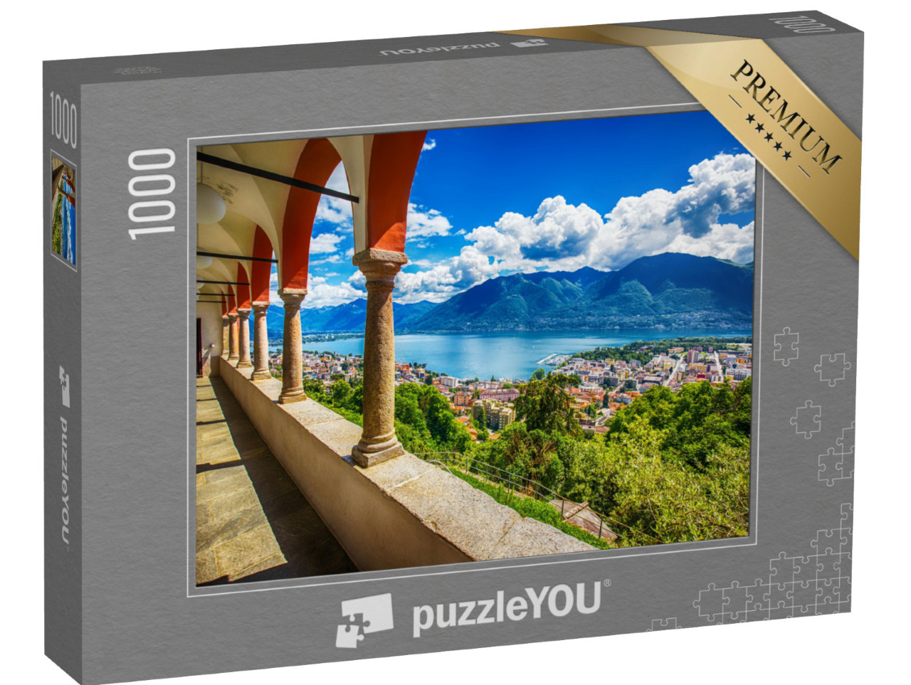 puzzle 1000 dílků „Locarno a jezero Maggiore ve švýcarských Alpách“