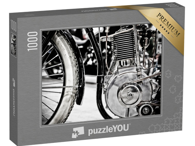 puzzle 1000 dílků „Historický motocykl, detailní pohled“