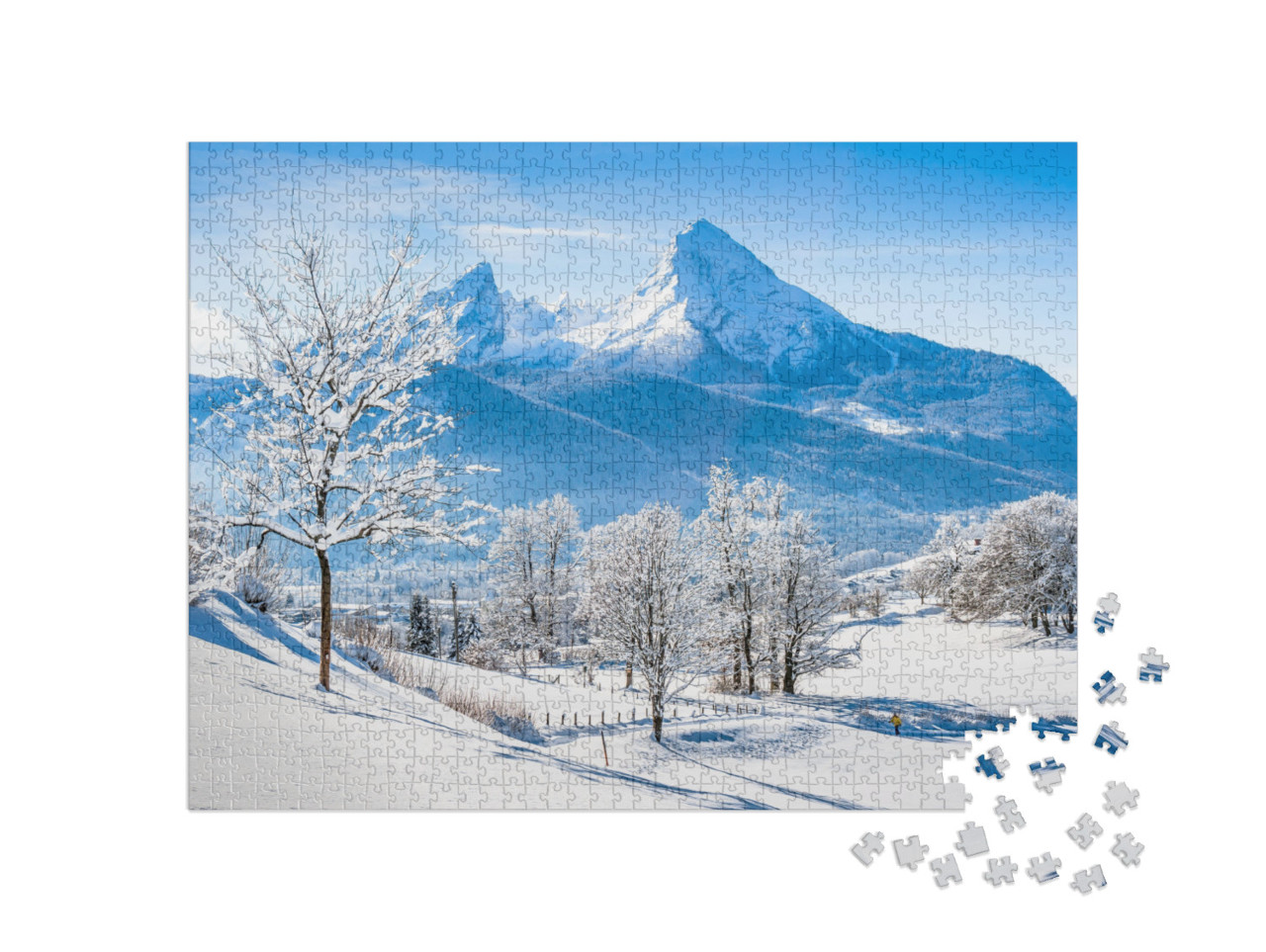 puzzle 1000 dílků „Berchtesgaden a masiv Watzmann při východu slunce, Berchtesgadener Land, Německo“