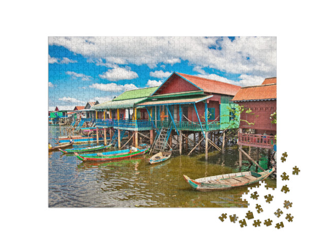 puzzle 1000 dílků „Plovoucí vesnice, Kambodža“