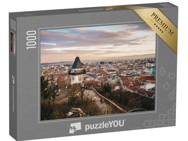 puzzle 1000 dílků „Rakousko shora: západ slunce ve Štýrském Hradci“