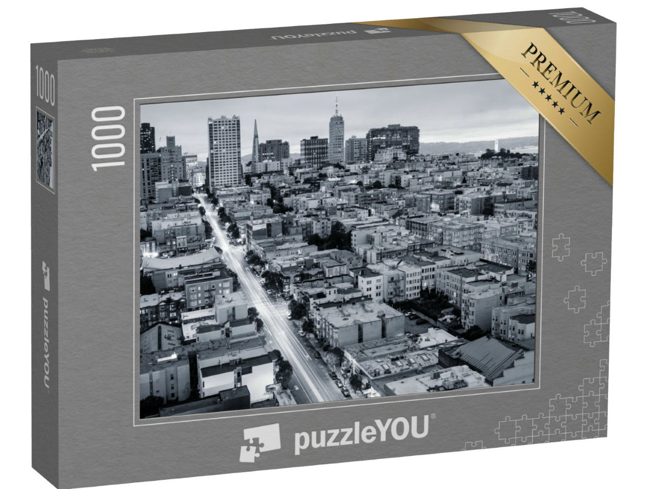 puzzle 1000 dílků „San Francisco shora, černobíle, Kalifornie, USA“
