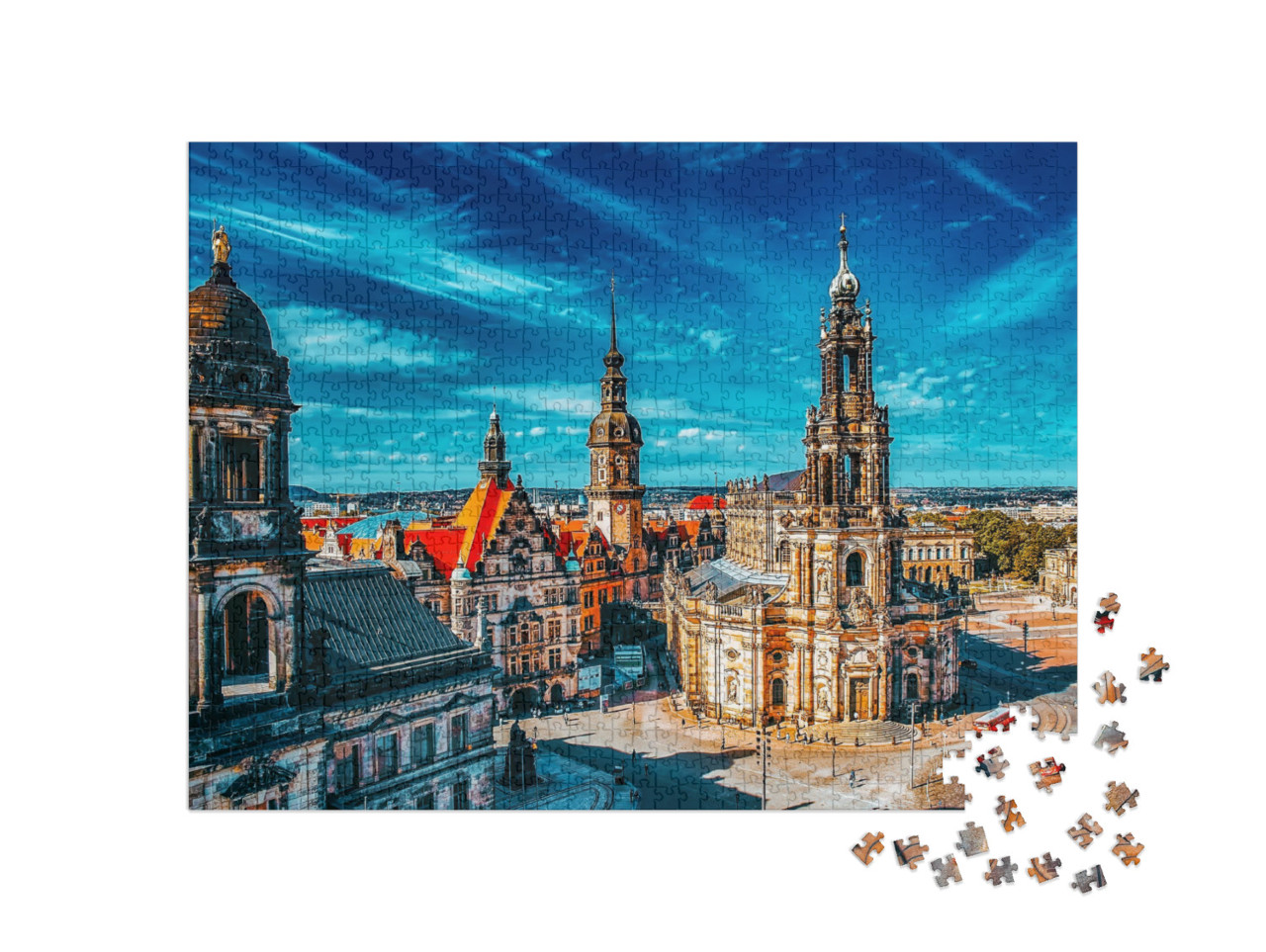 puzzle 1000 dílků „Historické staré město Drážďan, Sasko, Německo“