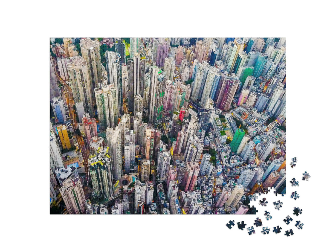 puzzle 1000 dílků „Pohled na Hongkong z ptačí perspektivy“