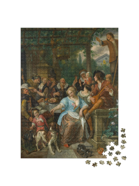 puzzle 1000 dílků „Jan Steen - Veselá společnost na terase“