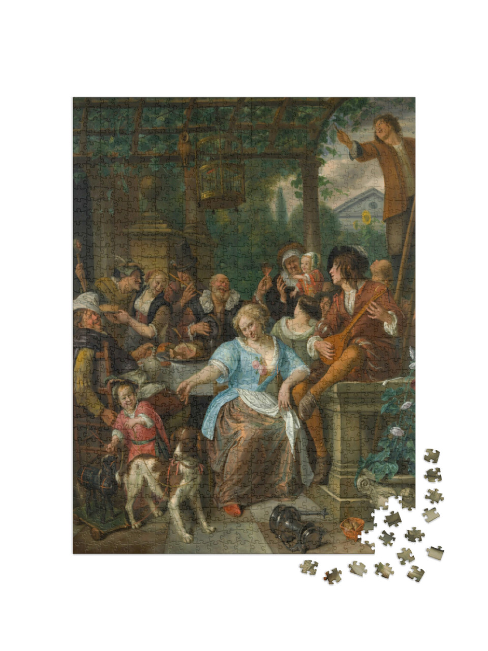 puzzle 1000 dílků „Jan Steen - Veselá společnost na terase“