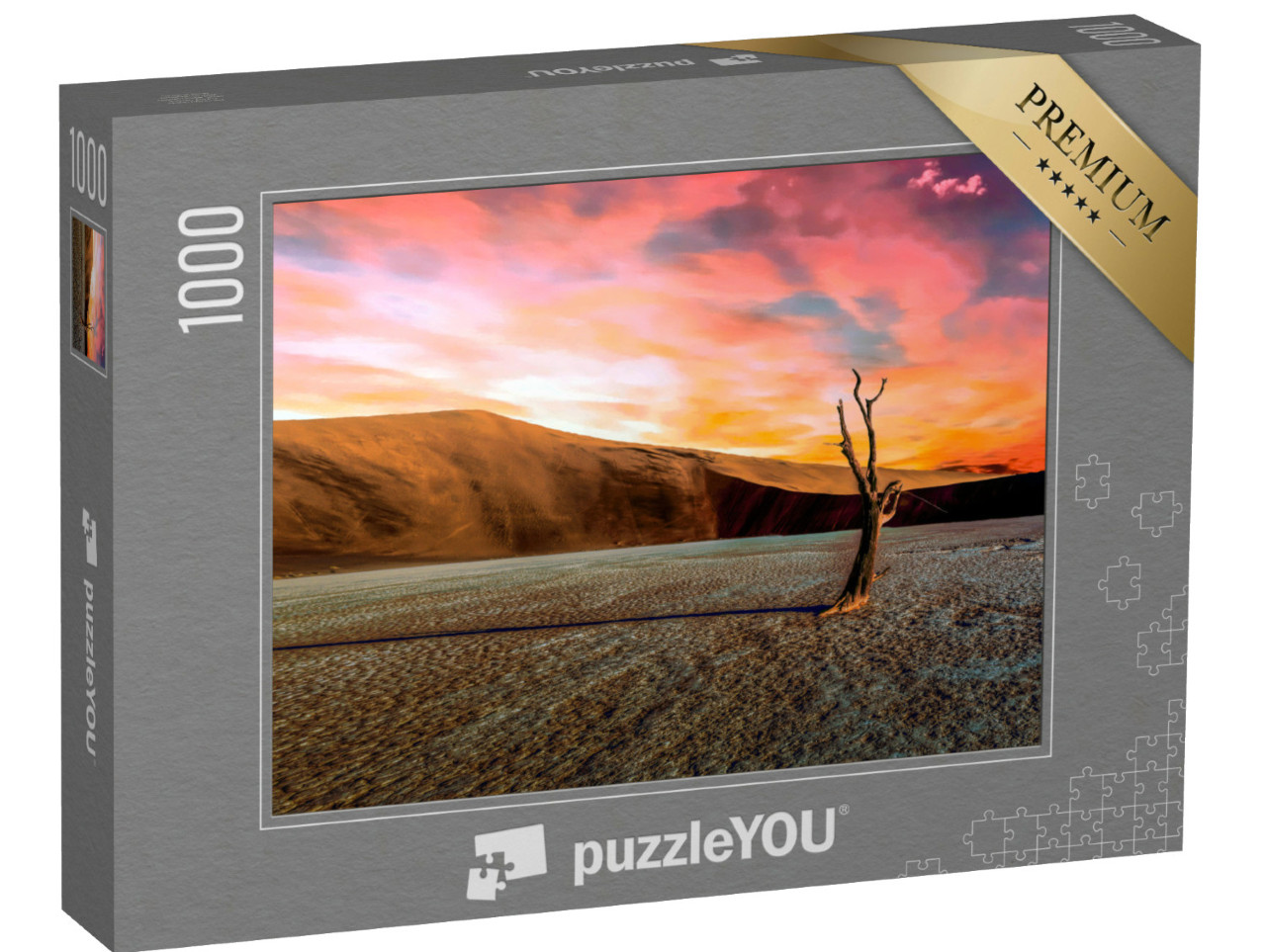 puzzle 1000 dílků „Namibijský pouštní strom při západu slunce Panorama - Afrika - Namibie - Duna“