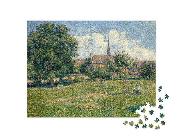 puzzle 1000 dílků „Camille Pissarro - Dům hluché ženy a zvonice v Eragny“