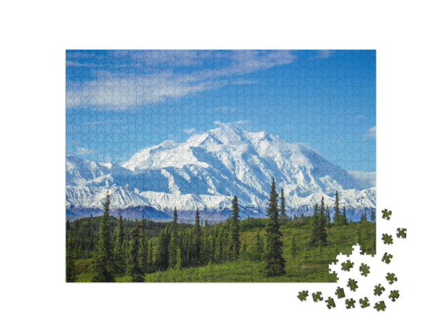puzzle 1000 dílků „Ranní pohled na Mount Denali, Aljaška“