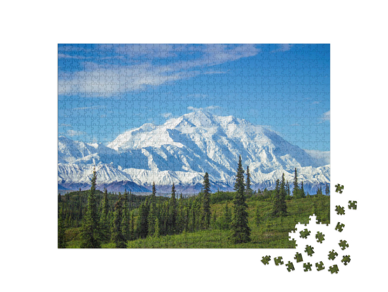 puzzle 1000 dílků „Ranní pohled na Mount Denali, Aljaška“