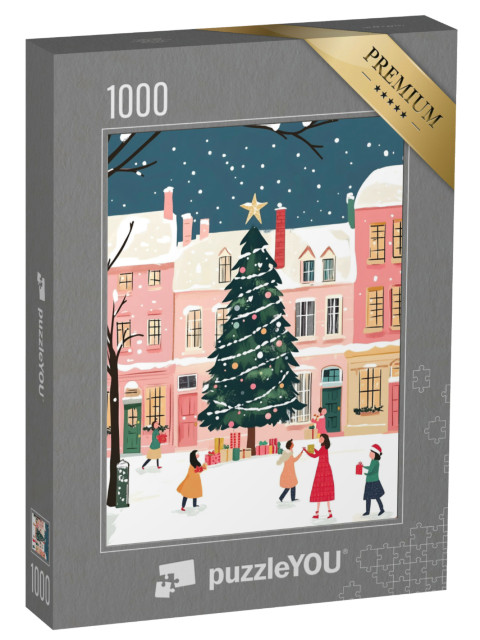 puzzle 1000 dílků „Velký vánoční strom na náměstí“