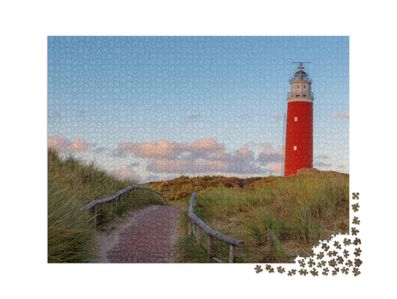 puzzle 2000 dílků „Červený maják Eierland na nizozemském ostrově Texel“