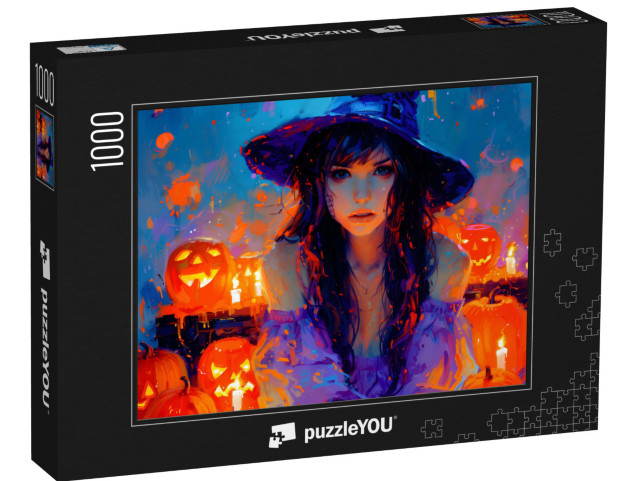 puzzle 1000 dílků „Kreslená čarodějnice“