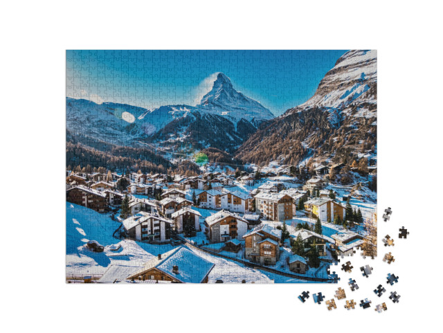 puzzle 1000 dílků „Zermatt a Matterhorn, Švýcarsko“