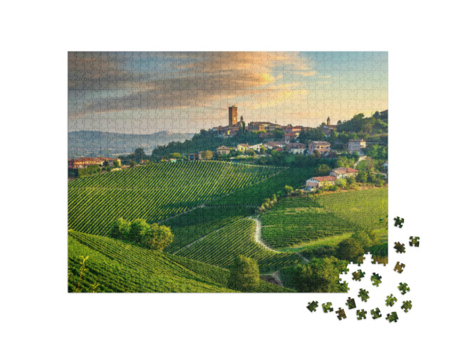 puzzle 1000 dílků „Vesnice Barbaresco a vinice Langhe“