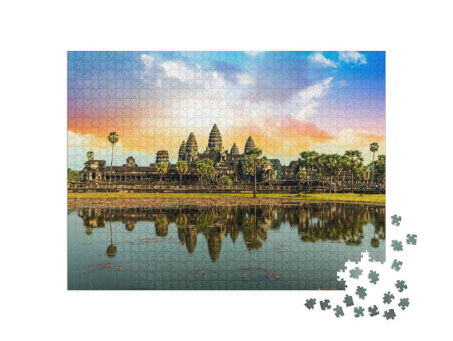 puzzle 1000 dílků „Barevný východ slunce v Angkor Watu, Kambodža“