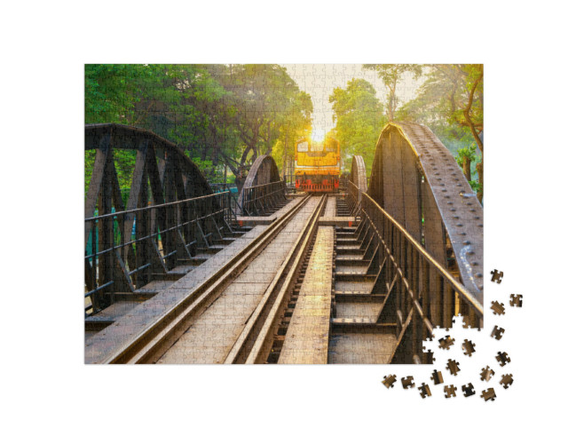 puzzle 1000 dílků „Starý vlak na mostě přes řeku Kwai v Kančanaburi, Thajsko“