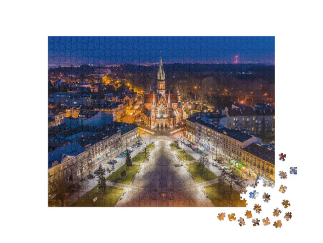 puzzle 1000 dílků „Náměstí Podgórski s kostelem svatého Josefa v Krakově, Polsko“