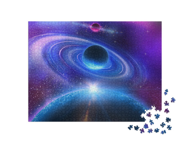 puzzle 1000 dílků „Vesmírné erupce: krásná vesmírná scéna“