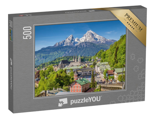 puzzle 500 dílků „Historické město Berchtesgaden s Watzmannem v pozadí, Bavorsko“