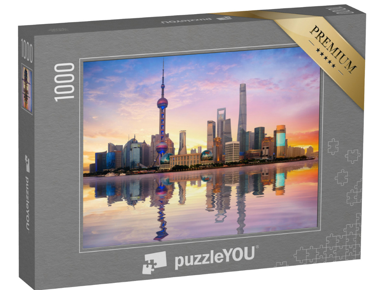 puzzle 1000 dílků „Panorama Šanghaje za soumraku“