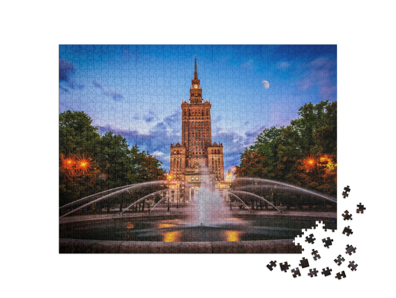 puzzle 1000 dílků „Pohled na Palác kultury a vědy ve Varšavě, Polsko“