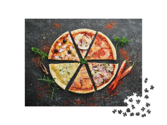 puzzle 1000 dílků „Sortiment plátků pizzy“