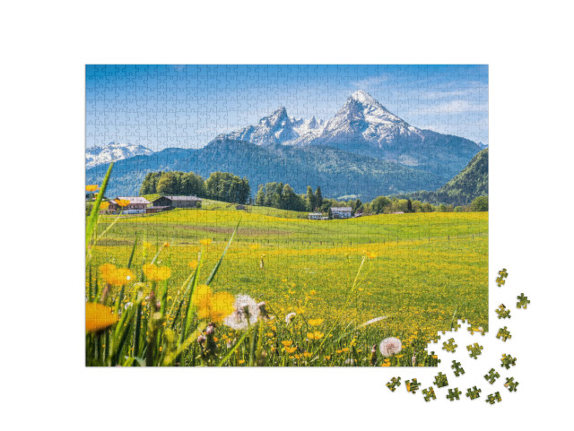 puzzle 1000 dílků „Idylická krajina v Alpách, Berchtesgadener Land, Německo“