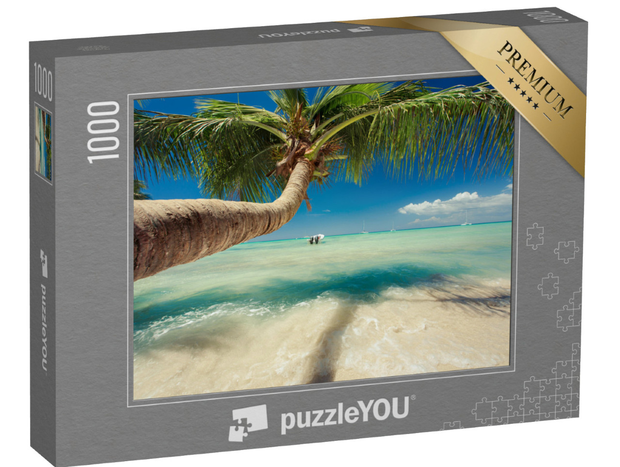 puzzle 1000 dílků „Karibská pláž: krásná palma u moře“