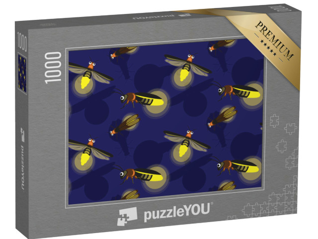 puzzle 1000 dílků „Roztomilý Firefly Cartoon pozadí bezešvé tapety“