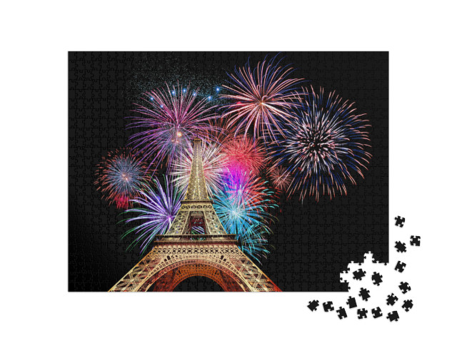 puzzle 1000 dílků „Vyobrazení Eiffelovy věže, pařížské dominanty, s...“