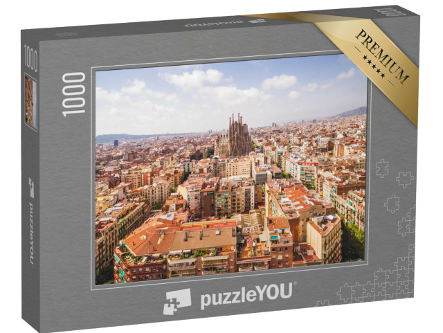 puzzle 1000 dílků „Katedrála Sagrada Familia a panorama Barcelony“