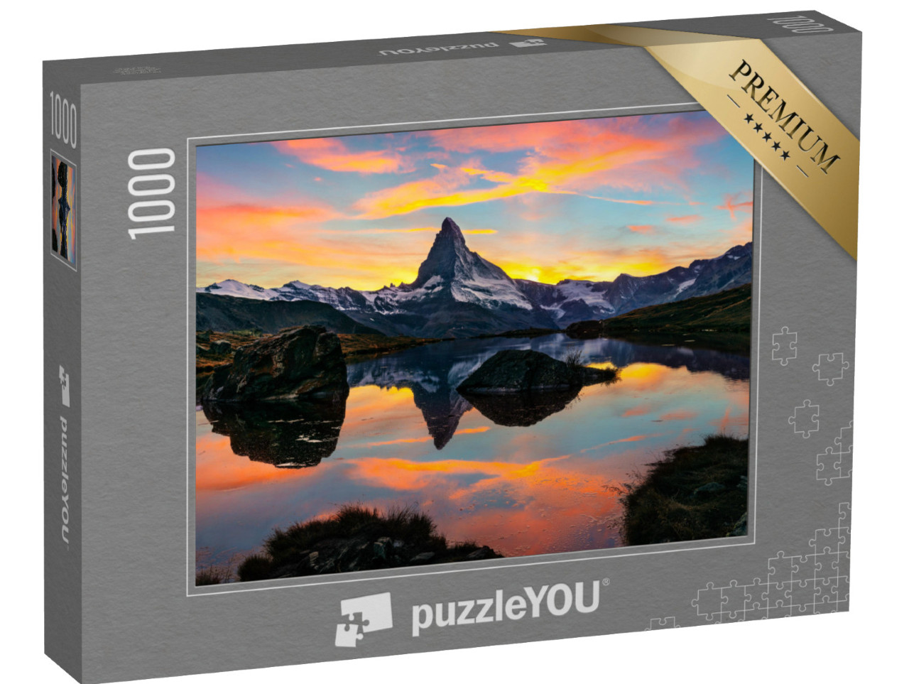 puzzle 1000 dílků „Ranní pohled na Stellisee na Matterhornu, Alpy, Švýcarsko“